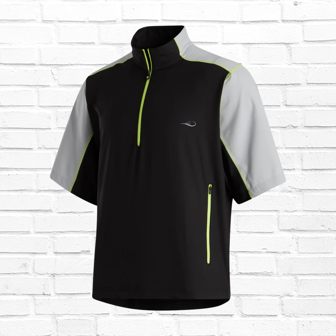 FootJoy Short Sleeve Sport Windshirt Black/Silver/Lime (Medium to XXL): $95.00