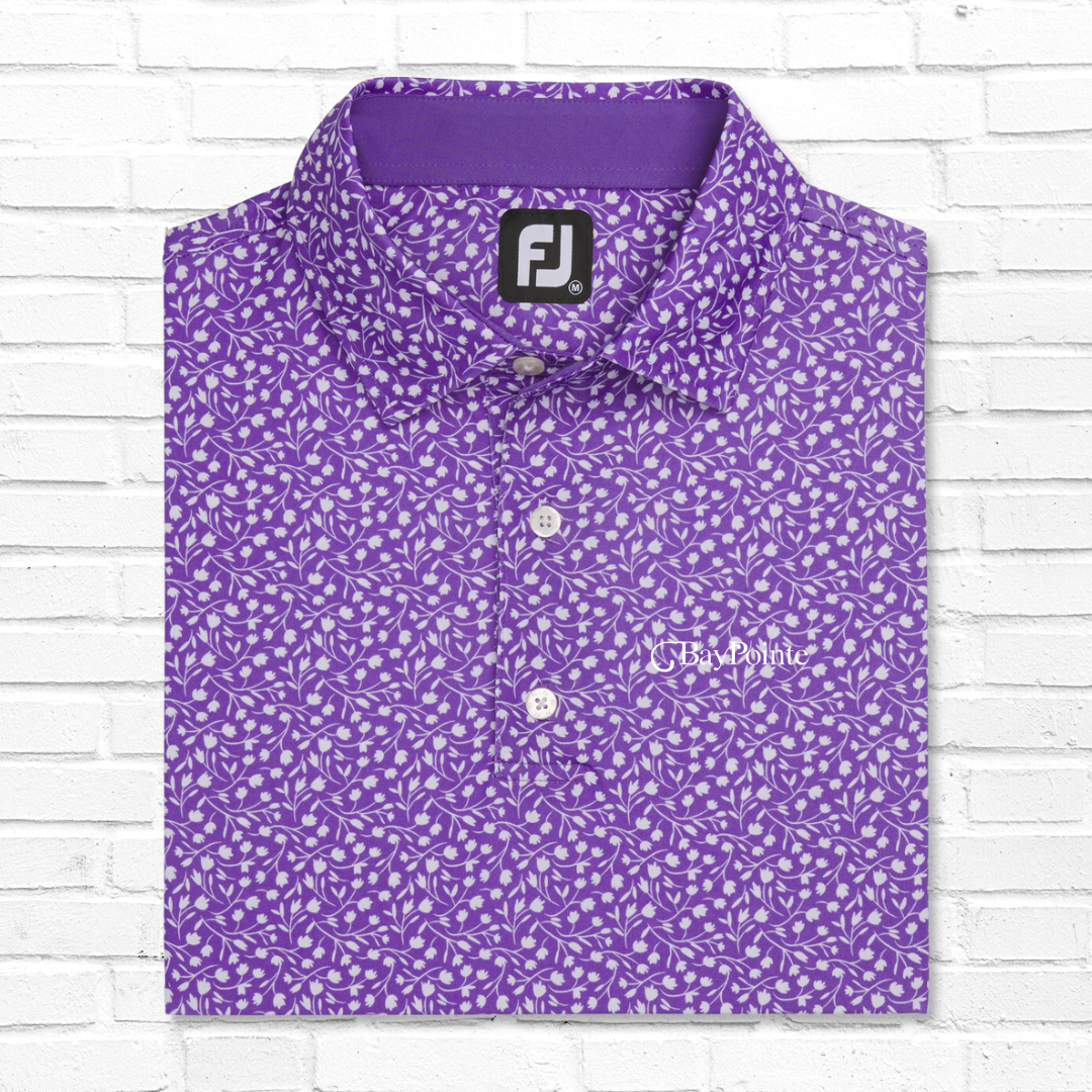 ♥️ FJ Painted Floral Lisle Self Collar Violet (S to XXL): $75