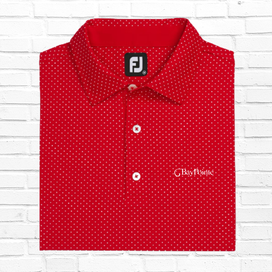 ♥️ FJ  Stretch Lisle Dot Print Self Collar Red/White (S to XXL): $75